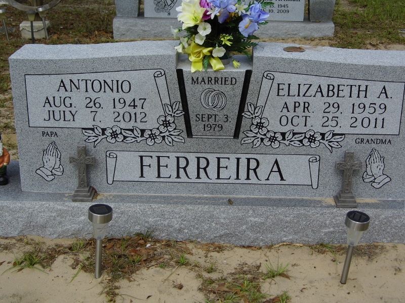 Headstone for Ferreira, Elizabeth A.